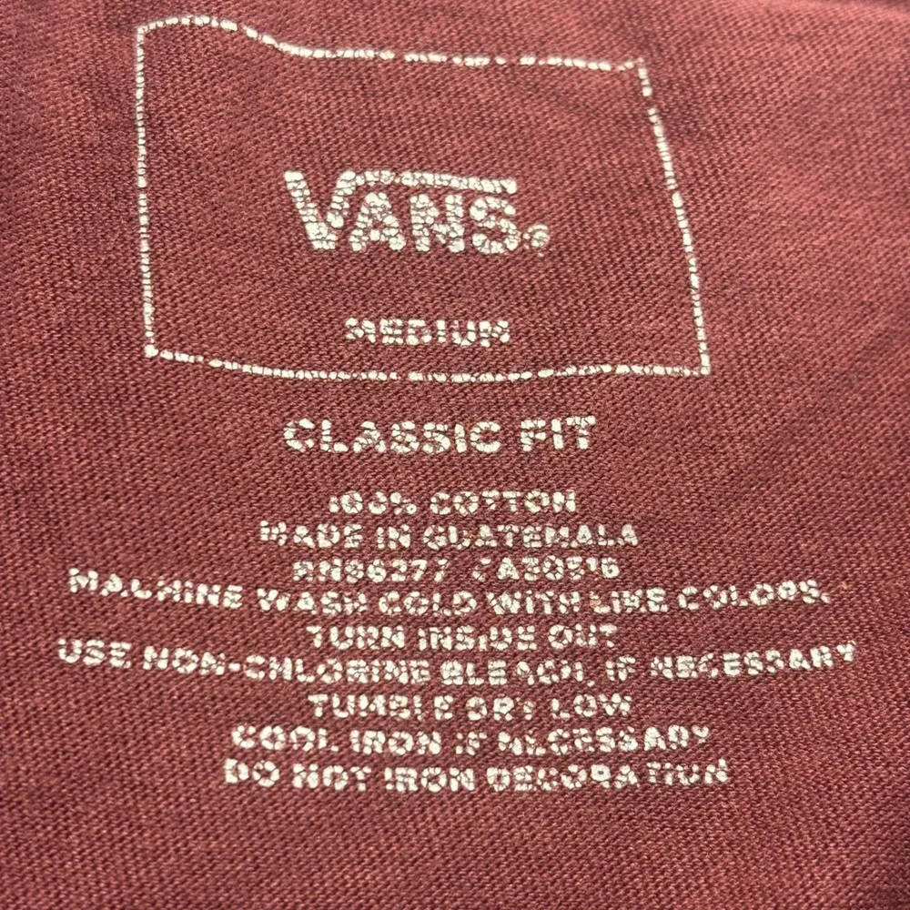 Vans Off The Wall Floral‎ Graphic T Shirt Maroon Burgundy Skateboard Medium